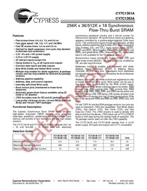 CY7C1361A-100BGC datasheet  